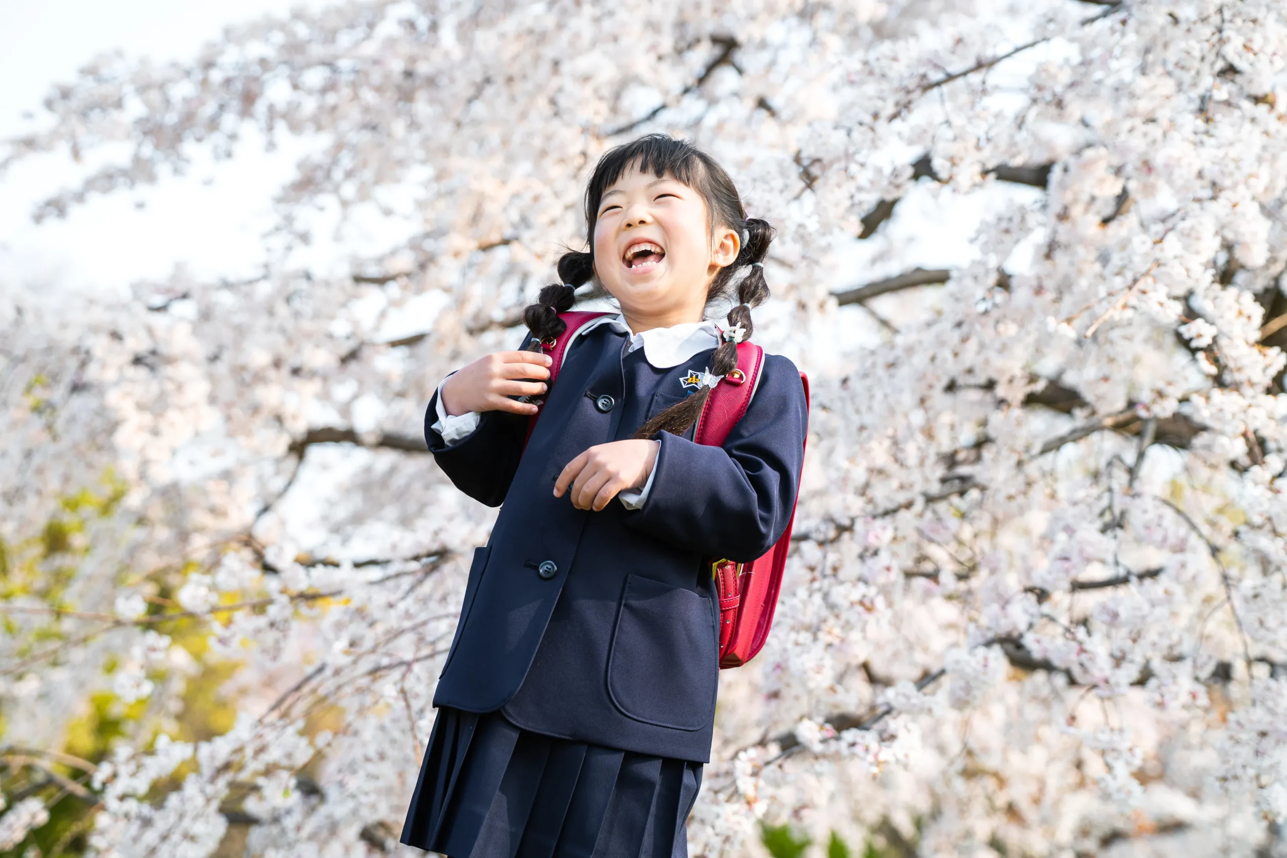 ロケーション撮影に特化した堺市にある写真館FYS Photographyで桜を背景に入園入学の写真撮影