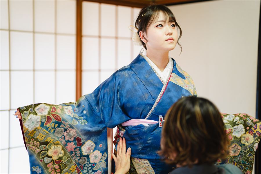 成人式当日着付け